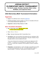 2023-Elementary Math Tournament-New Date-Registration and Information Packet