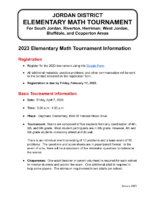 2023 – Elementary Math Tournament – Registration and Information Packet