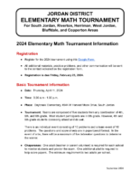 2024 – Elementary Math Tournament – Registration and Information Packet