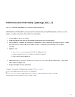 Administrative Internship Openings 2022-23 – Human Resources