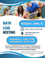 April 15 Math Lead Meeting
