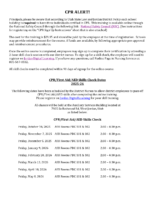 CPR Alert & Dates for Classes 2025-26