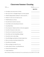 Classroom Summer Cleaning Checklist