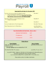 December 2017 Payroll Information