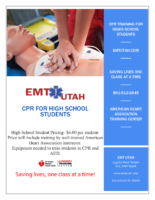 EMT Utah CPR for High School Students Flyer
