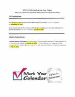 Educator Evaluation Due Dates 2025-2026