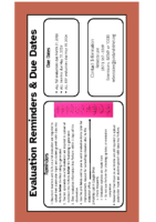 Evaluation Reminders & Due Dates