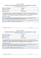 Food Permission Slip – Spanish