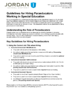 Guidelines for Hiring Paraeducators for Special Education