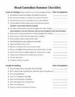 Head Custodian Summer Checklist
