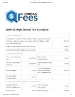 High School Fee Schedule 2019-20