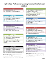 High School PLC Calendar 2019-20