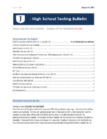 High School Testing Bulletin – August 2017
