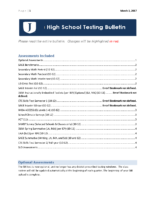 High School Testing Bulletin – March 2017