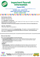 Important Payroll Information August 2025