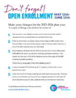 DON’T FORGET – Open Enrollment