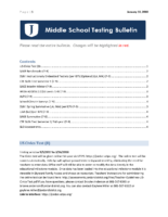 January 2018 Middle School Testing Bulletin