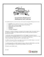 Kindergarten Immunization Requirements 2018-19