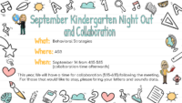 Kindergarten Night Out Sept 14, 2022