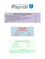 March 2019 Payroll Information