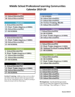 Middle School PLC Calendar 2019-20