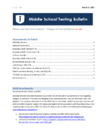 Middle School Testing Bulletin – April 2017