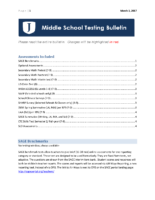 Middle School Testing Bulletin – March 2017