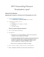 Outstanding Educator Nominations 2018-19