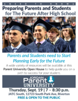 Parent University Flyer 9.19.19