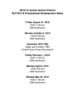 Prof Development Dates 2018-19