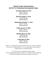 Prof Development Dates 2019-20