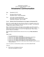 Quarterly School Financial Report for July, August and September 2019