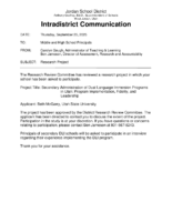 Research Project Approval – Interviews with Secondary Principals of DLI Schools