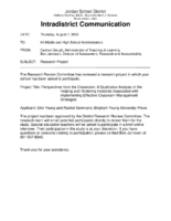 Research Project Approval Special Education Teacher Interviews