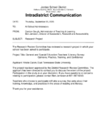 Research Project Approval – Survey of Teachers’ Literacy Practices and Training
