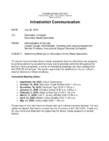 Secondary Library Media Training Dates 2025-26