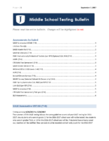 September 2017 Middle School Testing Bulletin