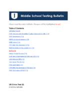 September 2019 Middle School Testing Bulletin