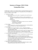 Summary of Changes – 2018-19 Utah Testing Ethics Policy