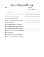 Summer Restroom Cleaning Checklist